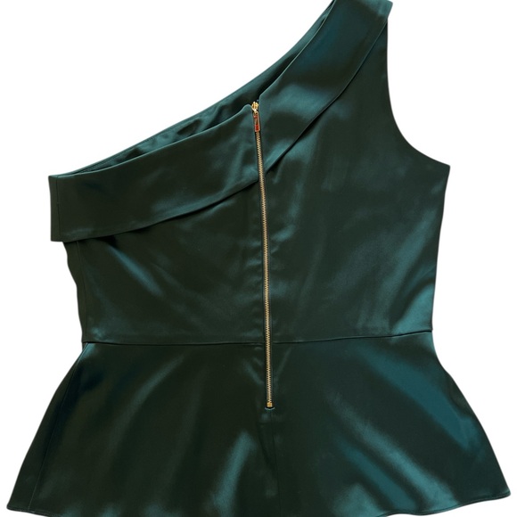 Antonio Melani One-Shoulder Peplum Top Emerald Green L - Picture 3 of 8